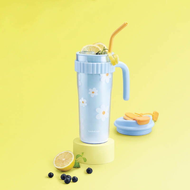 Ly Nhựa 2 Lớp LocknLock Kèm Ống Hút Spring Double Wall Cold Cup 890ml - 3 Màu (Xanh, Xanh Da Trời, Hồng) - HAP538 image number null